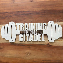 Load image into Gallery viewer, Customizable Garage Gym Sign Barbell