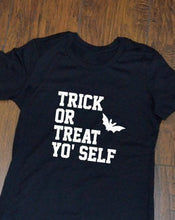 Load image into Gallery viewer, trick or treat yo self halloween t-shirt for toddlers and adults / holiday hip hop outfit