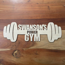 Load image into Gallery viewer, Customizable Garage Gym Sign Barbell