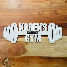 Load image into Gallery viewer, Customizable Garage Gym Sign Barbell
