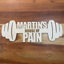 Load image into Gallery viewer, Customizable Garage Gym Sign Barbell