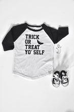 Load image into Gallery viewer, Trick or treat youself / Halloween Shirt / Kids Shirt / Trick or Treat T-Shirt / Toddler Halloween / Gift / Hip Hop / baseball shirt
