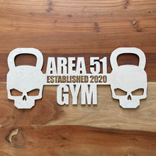Load image into Gallery viewer, Customizable Garage Gym Sign Kettlebell Skull
