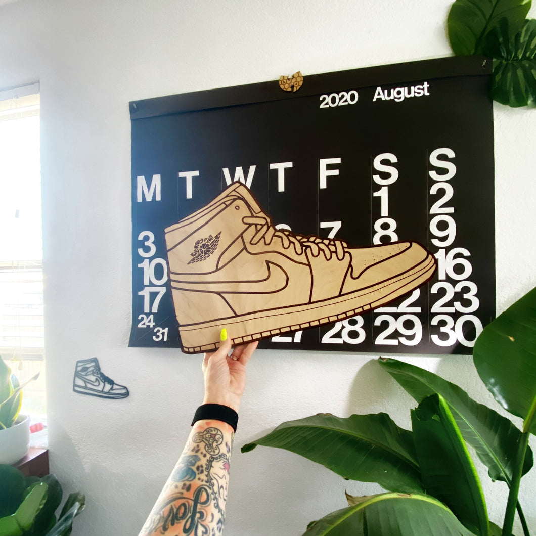 Wooden Air Jordan 1 Inspired Shoe Engraved Wall Decor Piece