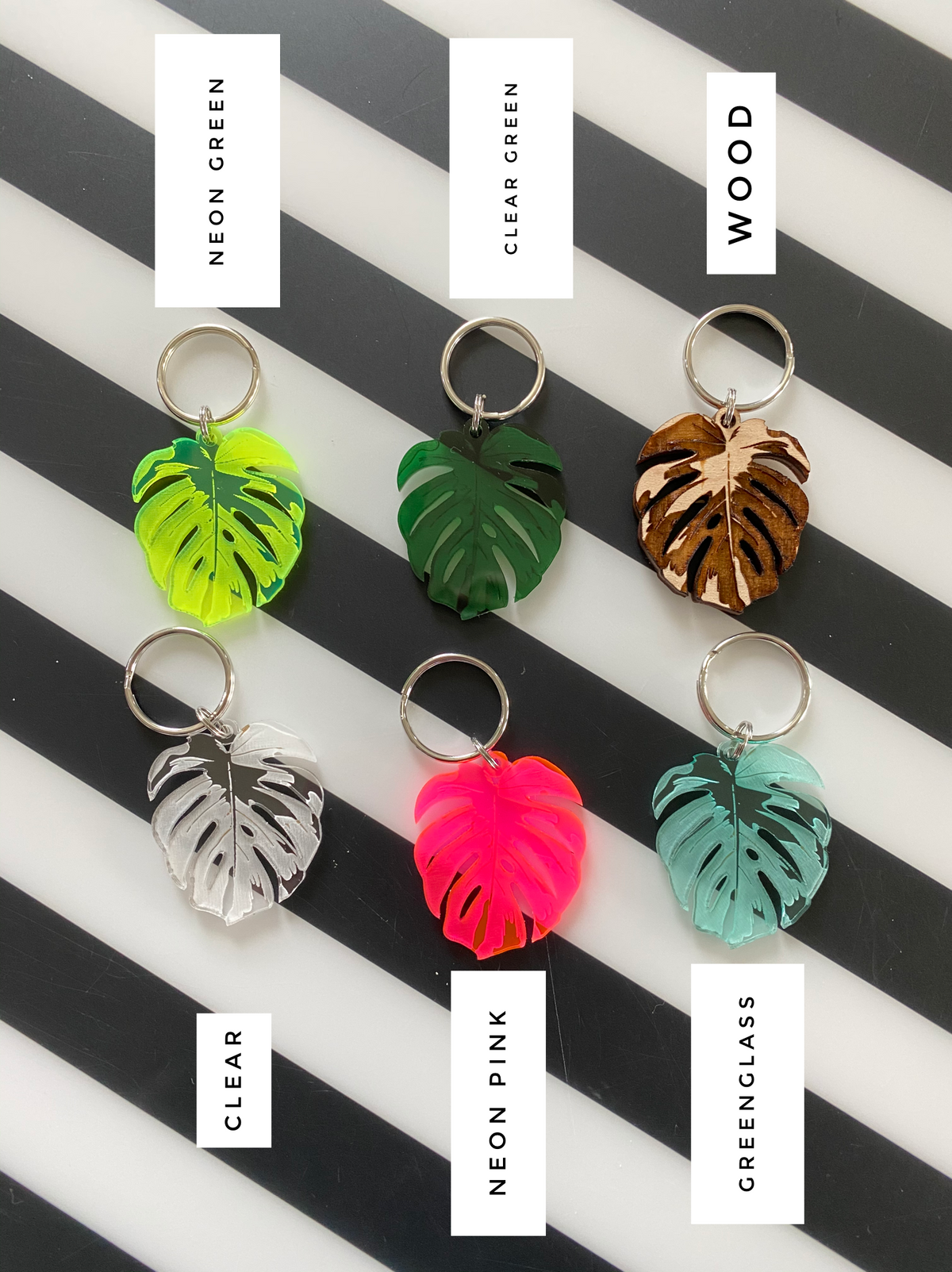 Original Variegated Monstera Keychain - laser-cut acrylic keychain, hand-finished by Soul Kid Dsgn, view 3