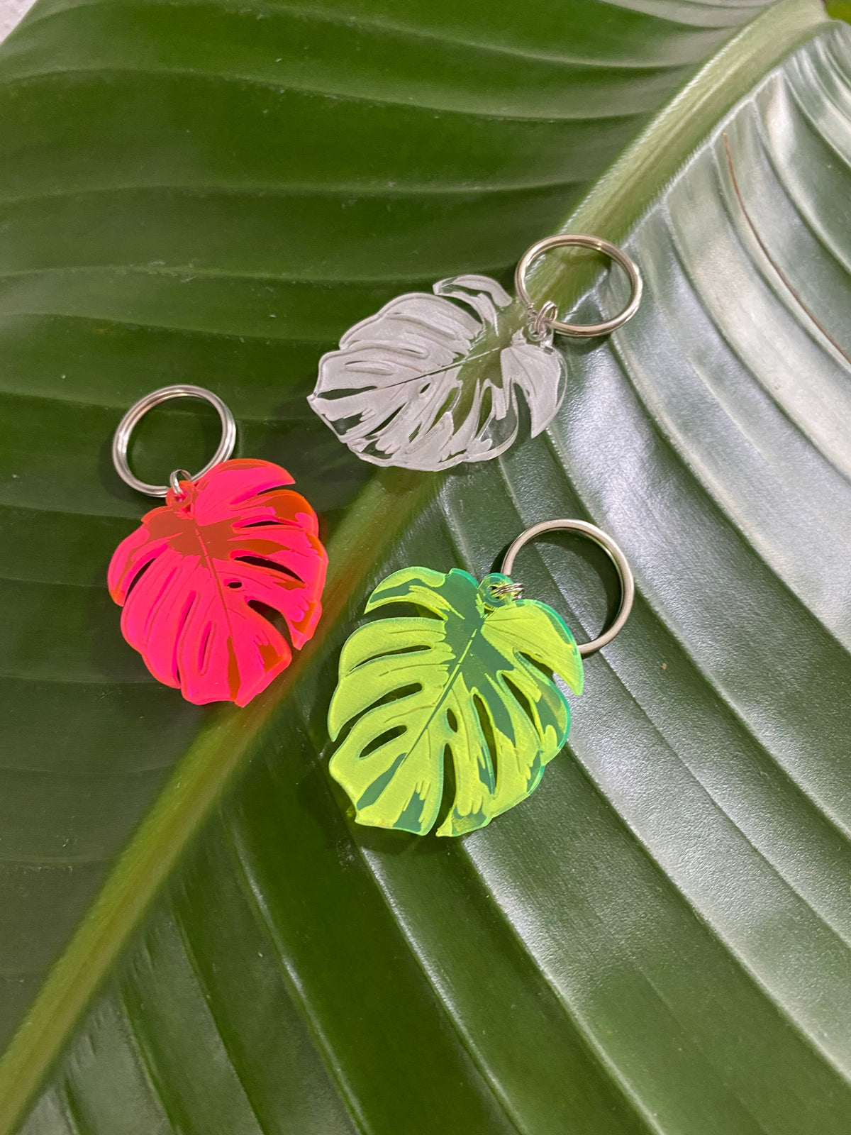 Original Variegated Monstera Keychain - laser-cut acrylic keychain, hand-finished by Soul Kid Dsgn, view 4