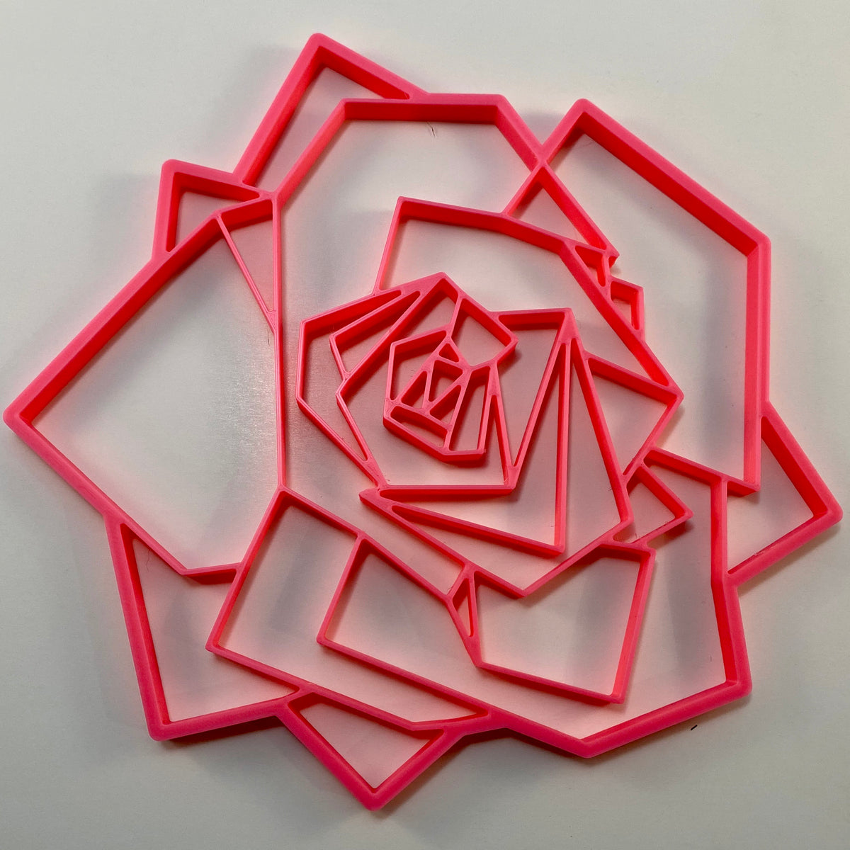 Original Geo Rose Relief - layered 3D-printed wall art piece, hand-finished by Soul Kid Dsgn, view 3