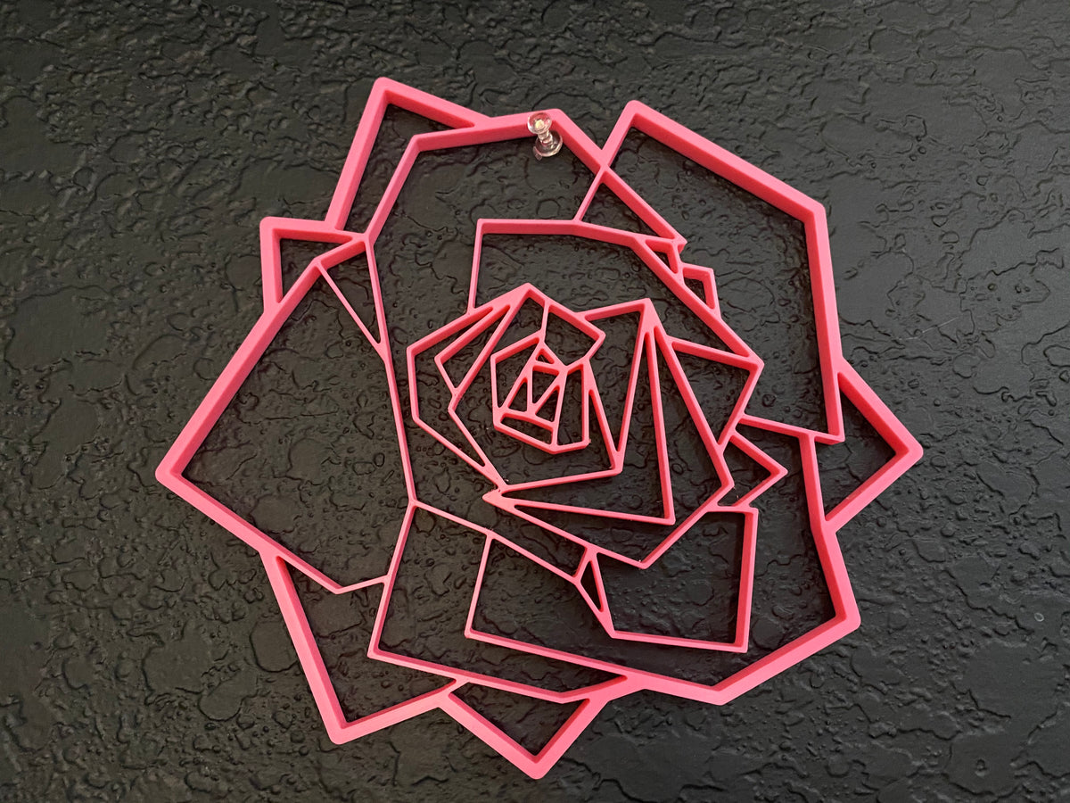 Original Geo Rose Relief - layered 3D-printed wall art piece, hand-finished by Soul Kid Dsgn, view 5