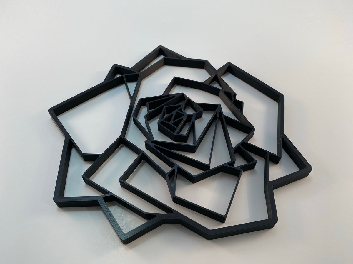 Original Geo Rose Relief - layered 3D-printed wall art piece, hand-finished by Soul Kid Dsgn, view 6