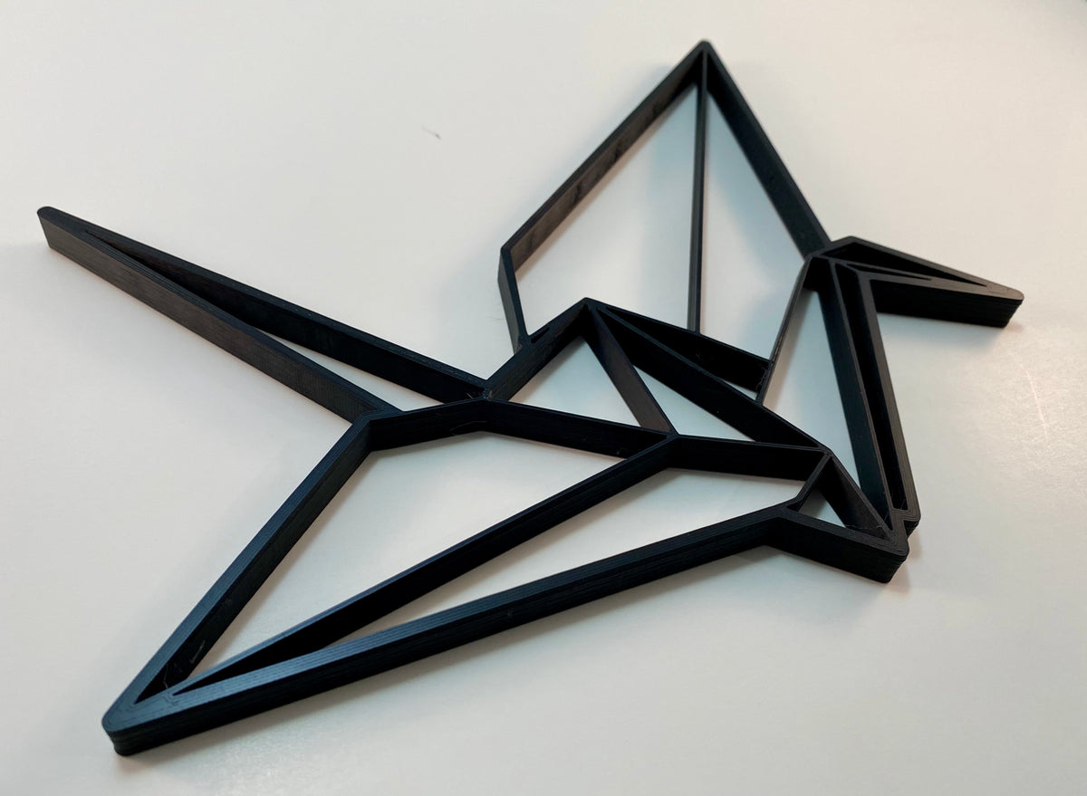 Original Geo Origami Crane Relief - layered 3D-printed wall art piece, hand-finished by Soul Kid Dsgn, view 2