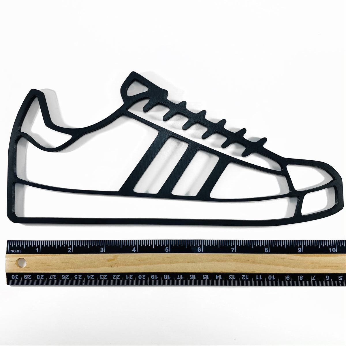 Original Three-Stripe Shell-Toe Relief - layered 3D-printed wall art piece, hand-finished by Soul Kid Dsgn, view 3
