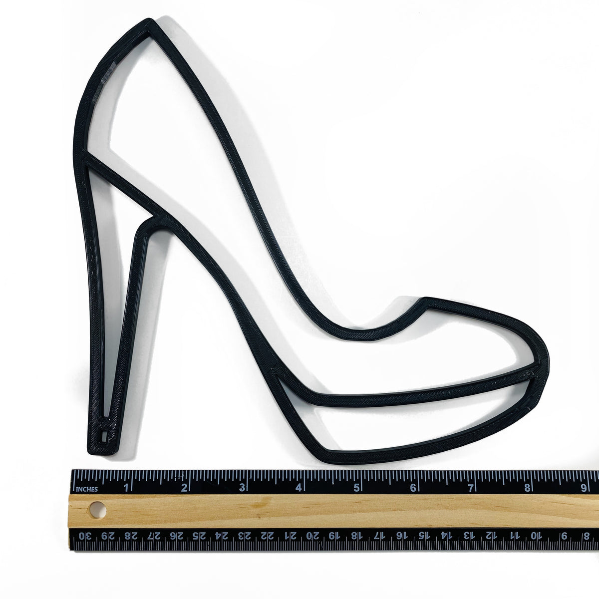 Original Pump Heel Relief - layered 3D-printed wall art piece, hand-finished by Soul Kid Dsgn, view 3