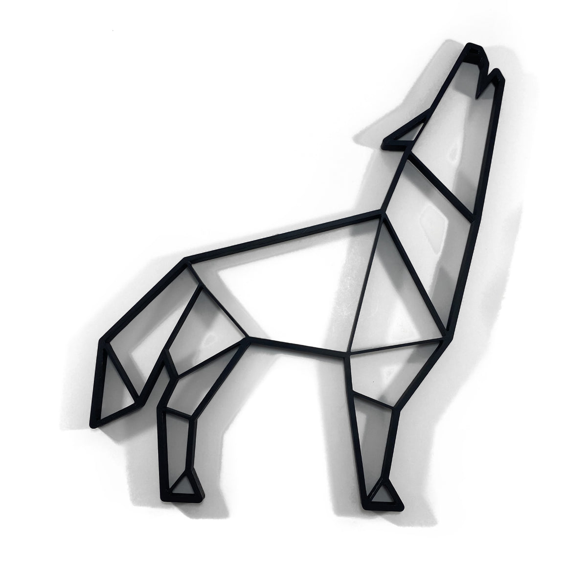 Original Geo Howling Wolf Relief - layered 3D-printed wall art piece, hand-finished by Soul Kid Dsgn