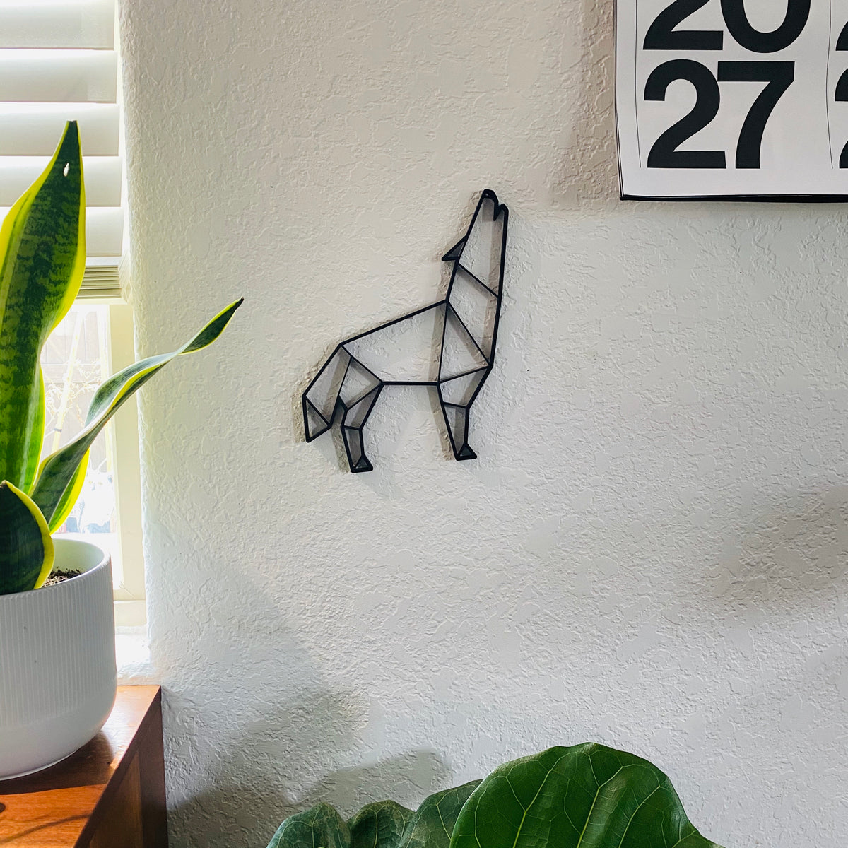 Original Geo Howling Wolf Relief - layered 3D-printed wall art piece, hand-finished by Soul Kid Dsgn, view 2