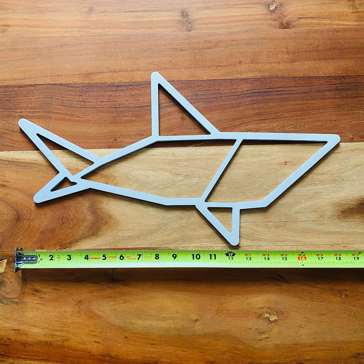 Original Geo Shark XL Relief - laser-cut hardwood wall art, hand-finished by Soul Kid Dsgn, view 5