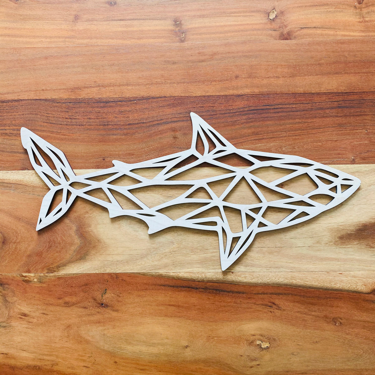 Original Geo Shark No. 3 XL Relief - laser-cut hardwood wall art, hand-finished by Soul Kid Dsgn