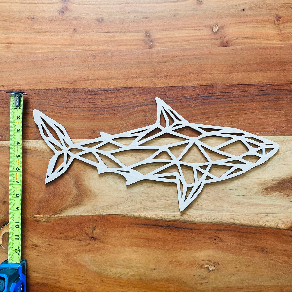 Original Geo Shark No. 3 XL Relief - laser-cut hardwood wall art, hand-finished by Soul Kid Dsgn, view 3