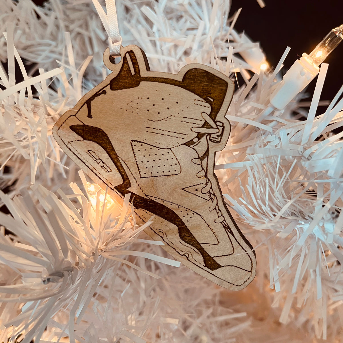 Original Hardwood Hi Ornament - laser-cut hardwood ornament, hand-finished by Soul Kid Dsgn, view 3