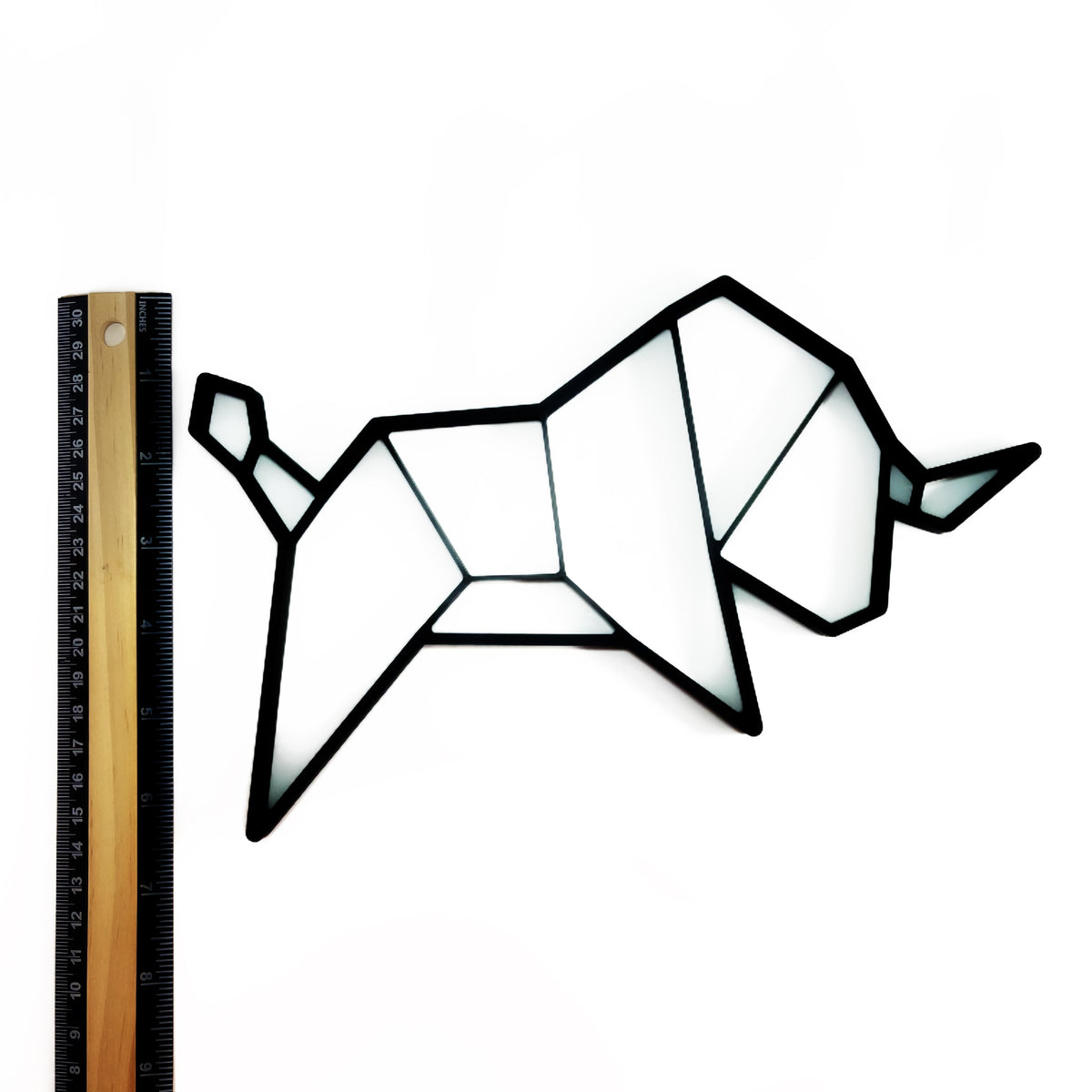 Original Geo Bull Relief - layered 3D-printed wall art piece, hand-finished by Soul Kid Dsgn, view 3